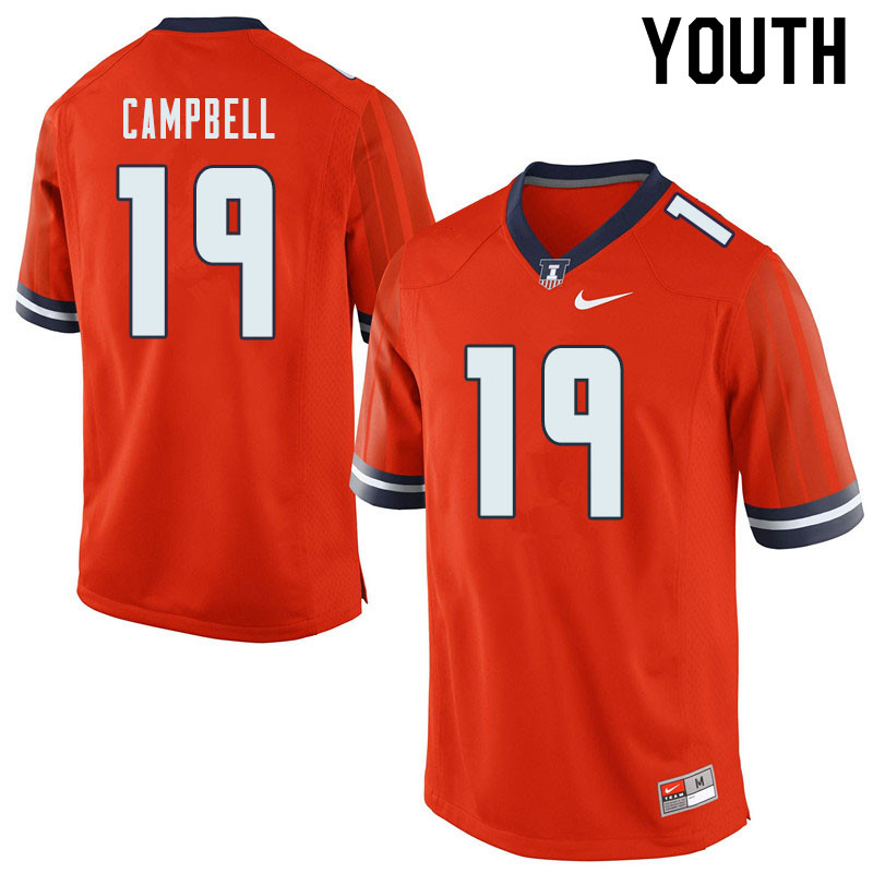 Youth #19 Dalevon Campbell Illinois Fighting Illini College Football Jerseys Sale-Orange
